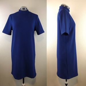 Forever 21 Blue Ribbed Mockneck Dress M